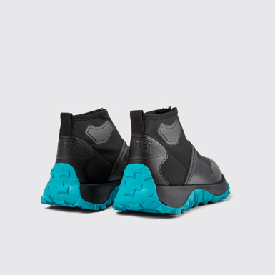 Back view of Drift Trail VIBRAM Black recycled PET ankle boots for men