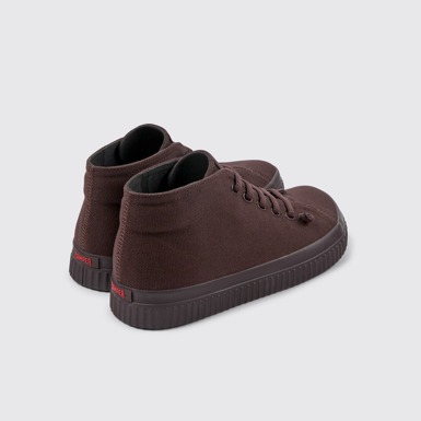 Back view of Peu Roda Burgundy recycled cotton sneakers for men