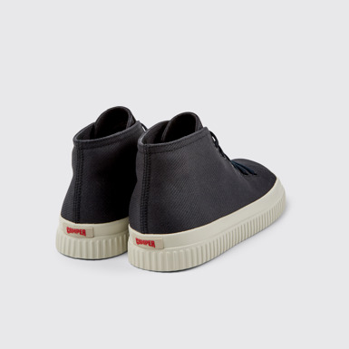 Back view of Peu Roda Black recycled cotton sneakers for men