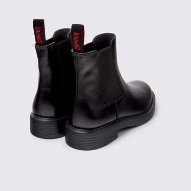 Back view of Dean Black Leather Ankle Boots for Men.