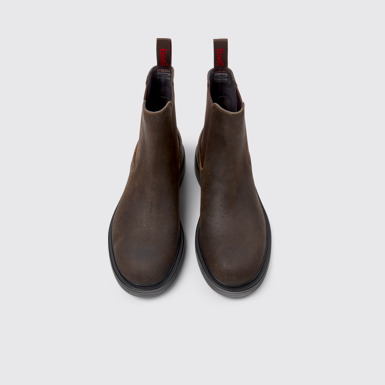 Overhead view of Dean Brown Nubuck Ankle Boots for Men.