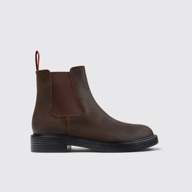 Side view of Dean Brown Nubuck Ankle Boots for Men.