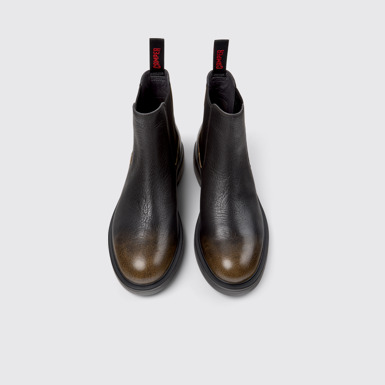 Overhead view of Dean Black Leather Ankle Boots for Men.