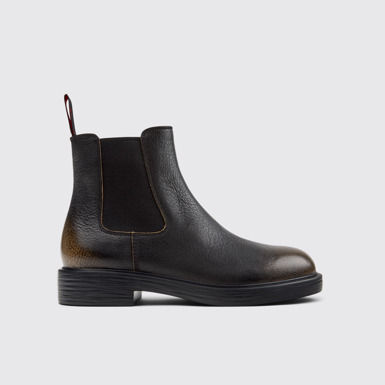 Side view of Dean Black Leather Ankle Boots for Men.