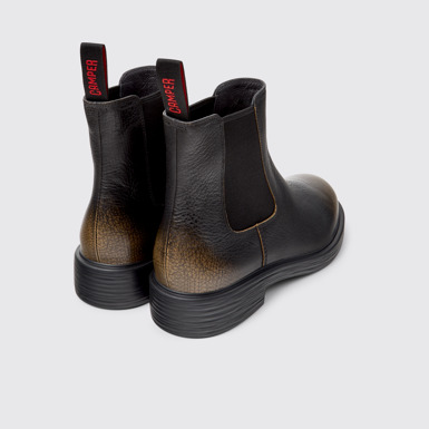 Back view of Dean Black Leather Ankle Boots for Men.