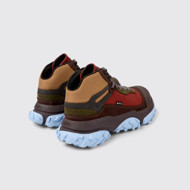 Back view of Karst Trek Brown and red ankle boots for men