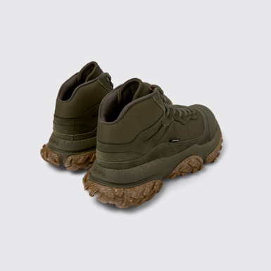 Back view of Karst Trek Green Textile and Nubuck Ankle Boots for Men.