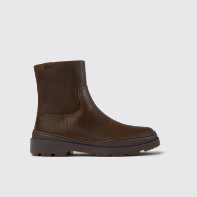 Side view of Brutus Trek Brown nubuck boots for men