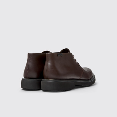 Back view of Norman Brown Leather Ankle Boots for Men.
