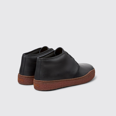 Back view of Peu Terreno Black Leather Ankle Boots for Men.