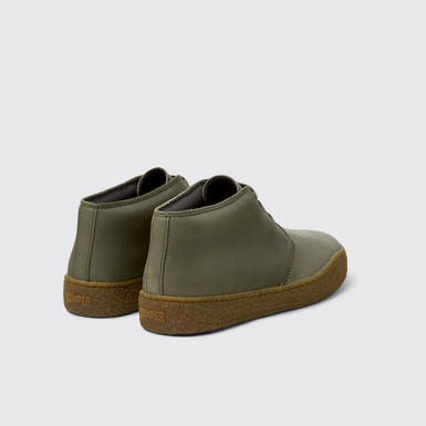 Back view of Peu Terreno Green Leather Ankle Boots for Men.