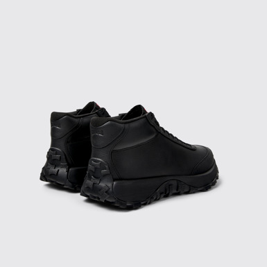 Back view of Drift Trail Black Leather Sneaker Boots for Men.