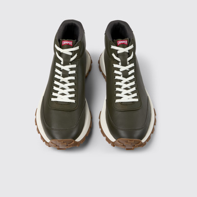 Overhead view of Drift Trail VIBRAM Green leather ankle boots for men