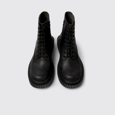 Overhead view of Pix Berlin Black Nubuck Mid Boots for Men.