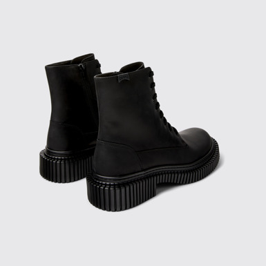 Back view of Pix Berlin Black Nubuck Mid Boots for Men.