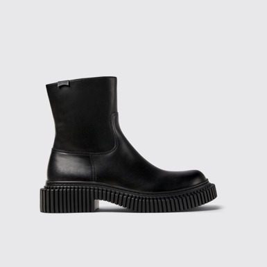 Pix Berlin Botas de media caña negras de piel para hombre.