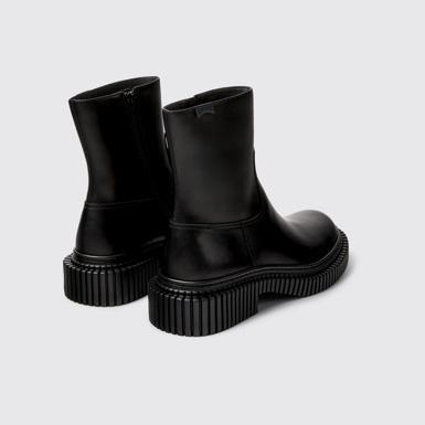 Back view of Pix Berlin Black Leather Mid Boots for Men.