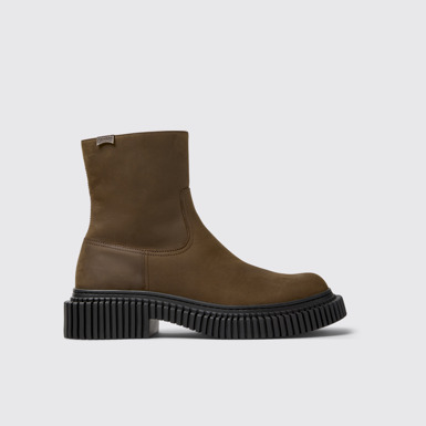 Pix Berlin Botas de media caña marrones de nobuk para hombre.