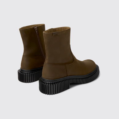 Back view of Pix Berlin Brown Nubuck Mid Boots for Men.