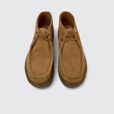 Overhead view of Peu Terreno Brown Suede Ankle Boots for Men.
