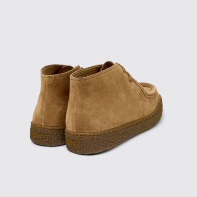 Back view of Peu Terreno Brown Suede Ankle Boots for Men.