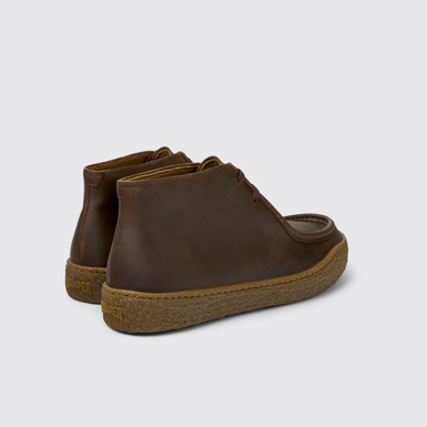 Back view of Peu Terreno Brown Nubuck Ankle Boots for Men.