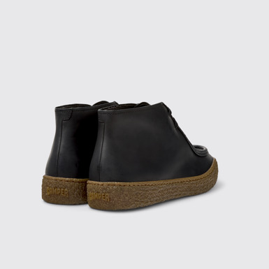 Back view of Peu Terreno Black Nubuck Ankle Boots for Men.