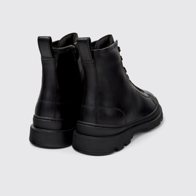 Back view of Brutus+ Black Leather Mid Boots for Men.