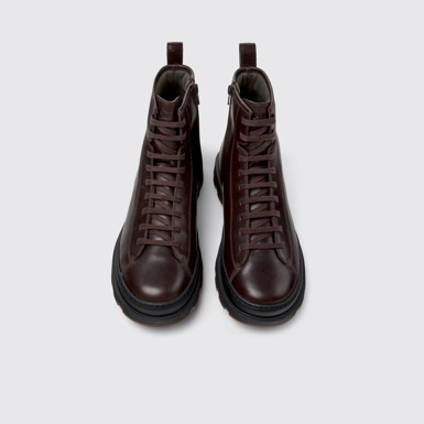 Overhead view of Brutus+ Brown Leather Mid Boots for Men.