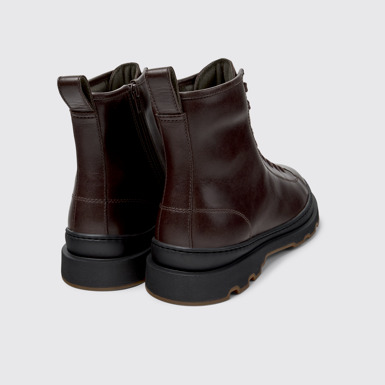 Back view of Brutus+ Brown Leather Mid Boots for Men.