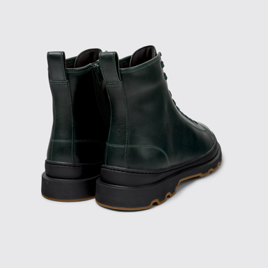 Back view of Brutus+ Green Leather Mid Boots for Men.