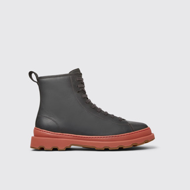 Side view of Brutus+ Gray Nubuck Mid Boots for Men.