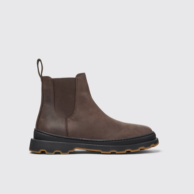 Side view of Brutus+ Brown Nubuck Ankle Boots for Men.