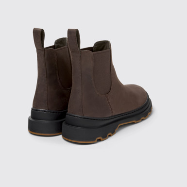 Back view of Brutus+ Brown Nubuck Ankle Boots for Men.