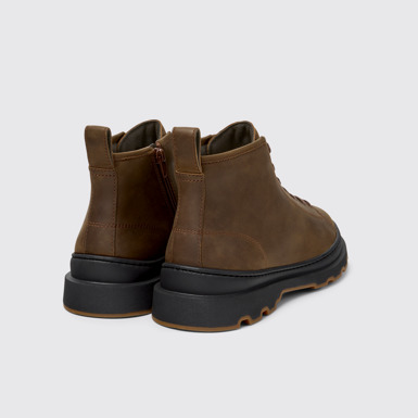 Back view of Brutus+ Brown Nubuck Ankle Boots for Men.