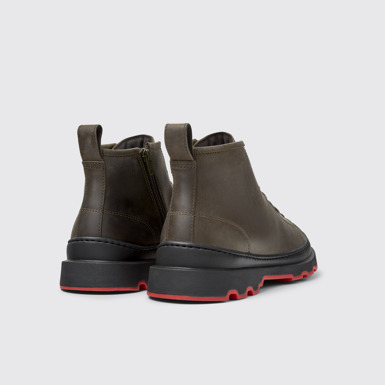 Back view of Brutus+ Green Nubuck Ankle Boots for Men.