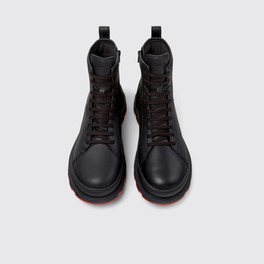 Overhead view of Brutus+ HYDROSHIELD Black Leather Mid Boots for Men.