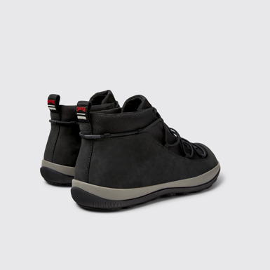 Back view of Peu Pista GM Black Textile and Nubuck Mid Boots for Men.