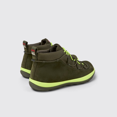 Back view of Peu Pista GM Green Textile and Nubuck Mid Boots for Men.