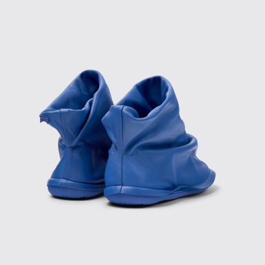 Back view of Camper x ISSEY MIYAKE - Peu Form Blue Leather Ankle Boots for Men.