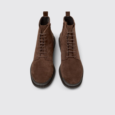 Overhead view of Pix Brown Suede Leather Ankle Boots for Men.