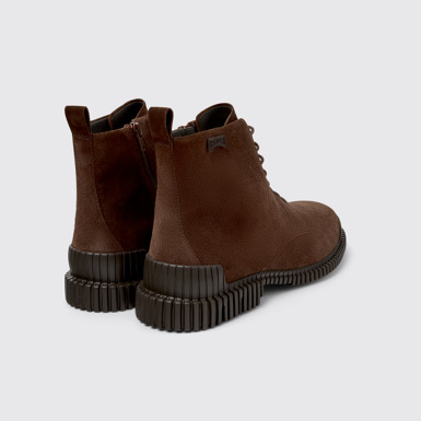 Back view of Pix Brown Suede Leather Ankle Boots for Men.