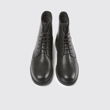 Overhead view of Bowie Black leather ankle boots for women