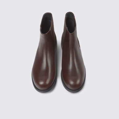 Overhead view of Bowie Brown leather ankle boots for women