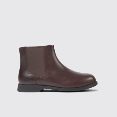 Side view of Bowie Brown leather ankle boots for women