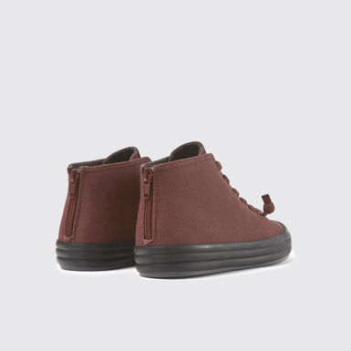 Back view of Borne Burgundy textile ankle boots for women