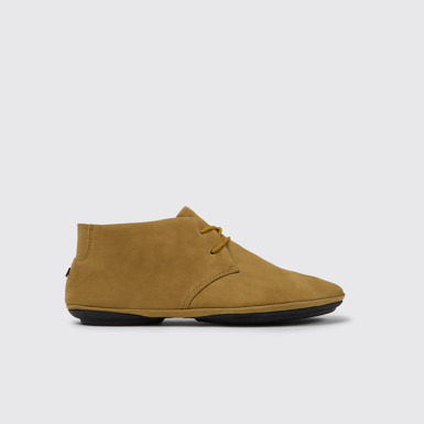 Side view of Right Brown nubuck desert boots for women
