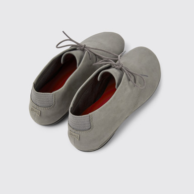 Back view of Right Gray nubuck shoes for women