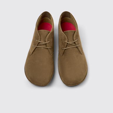 Overhead view of Right Brown nubuck shoes for women