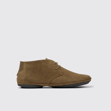 Side view of Right Brown nubuck shoes for women